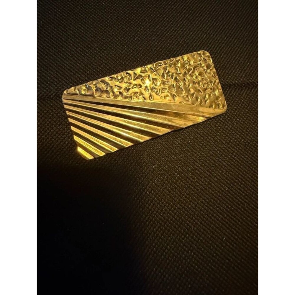Vintage 80s Silver Tone Geometric Brooch - Art Deco Revival